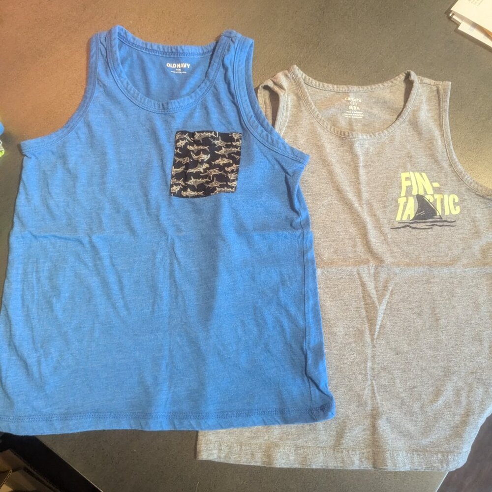 Pair of Shark Print and Graphic Tanks